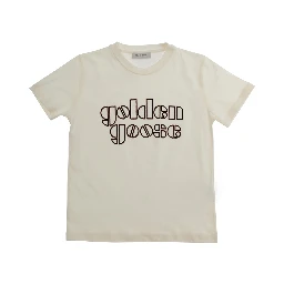 White Crew Neck T-Shirt with logo lettering on the front in Cotton Boy