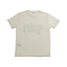 White Crew Neck T-Shirt with logo lettering on the front in Cotton Boy