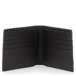 Brown Bi-Fold Wallet with Intrecciato Motif and Embossed Logo on the Inside in Leather Man