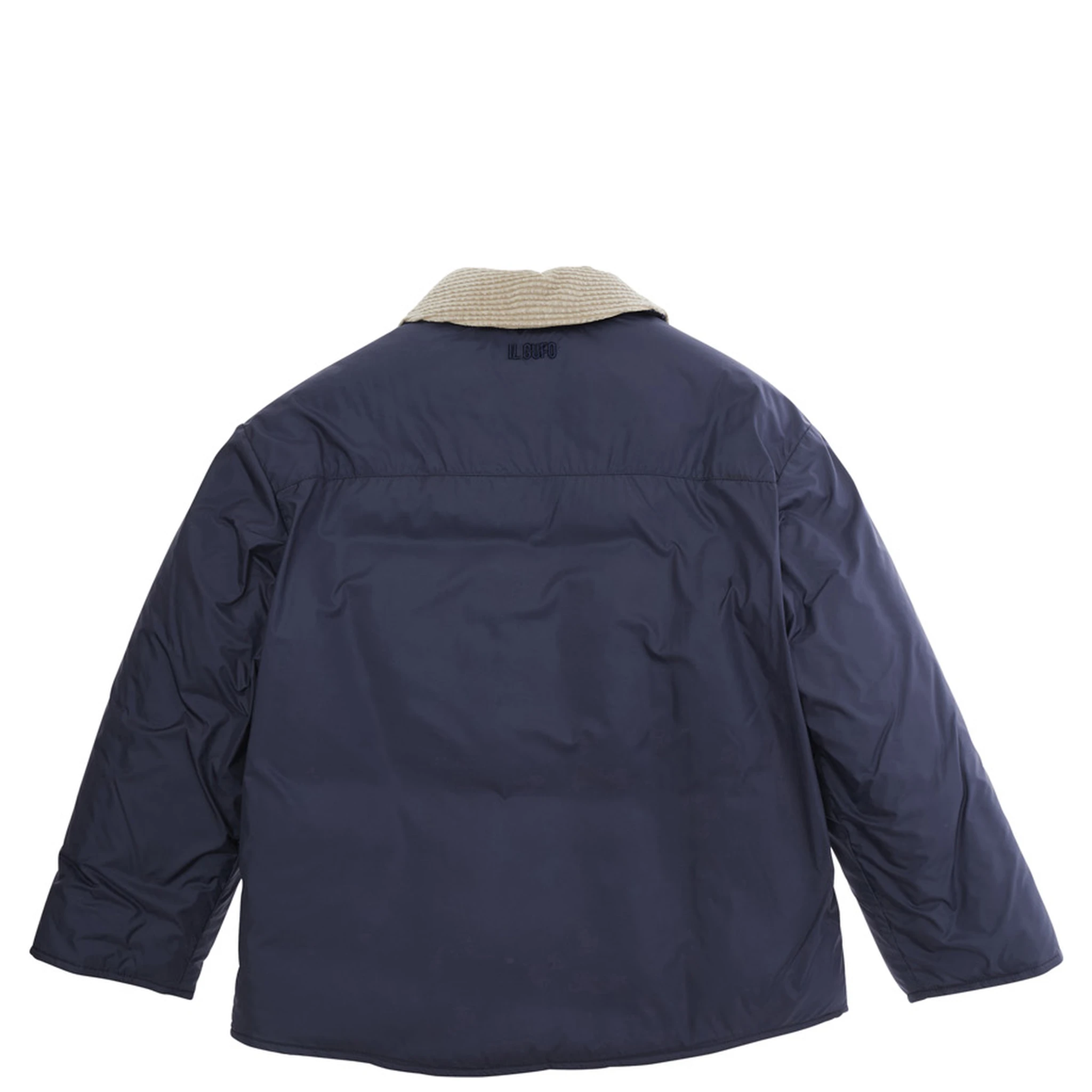 Green Jacket with Corduroy Collar and One Front Patch Pocket in Tech Fabric Boy