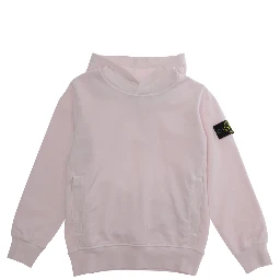 Pink Hoodie with Fixed Hood and Logo Patch on the Sleeve in Cotton Boy
