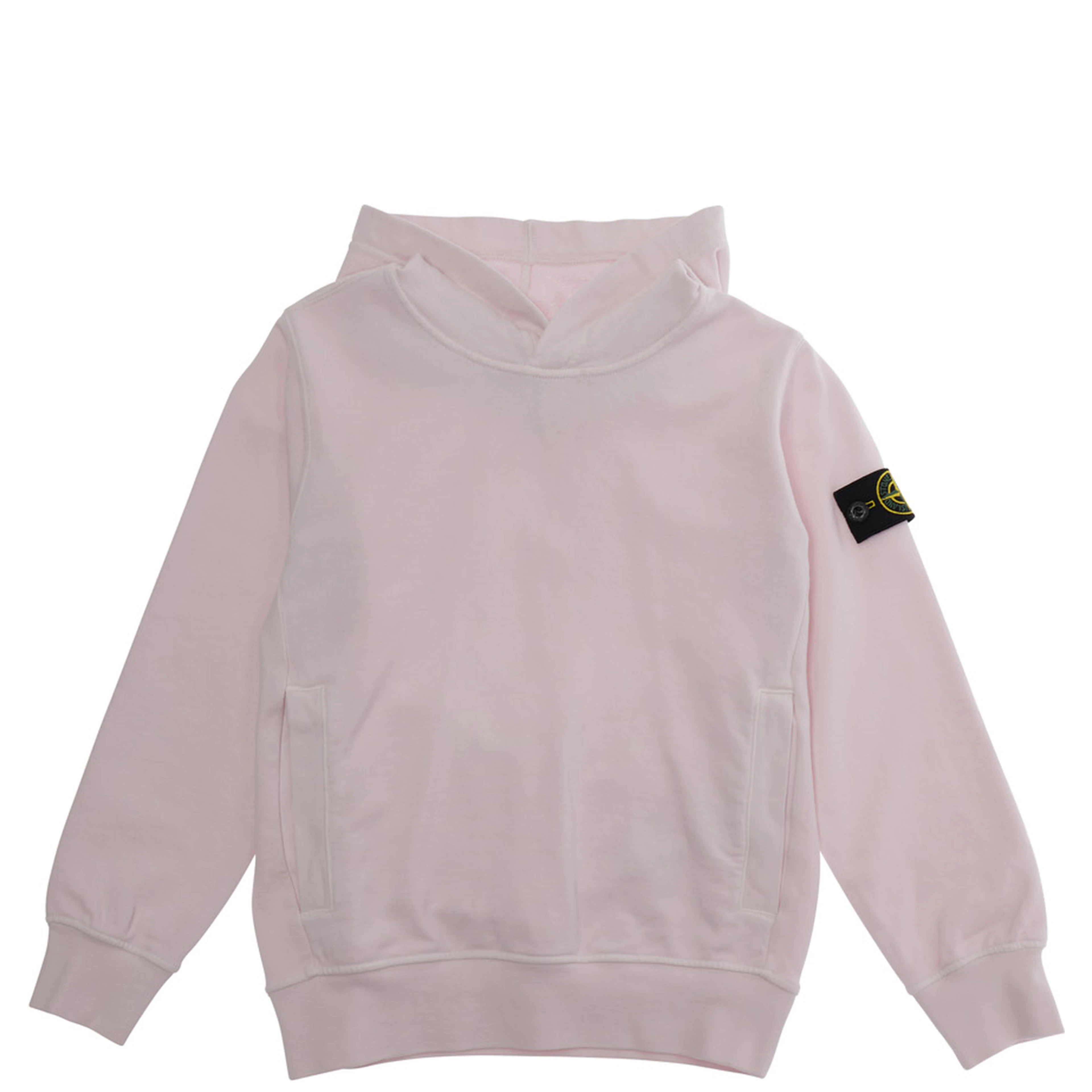 Pink Hoodie with Fixed Hood and Logo Patch on the Sleeve in Cotton Boy