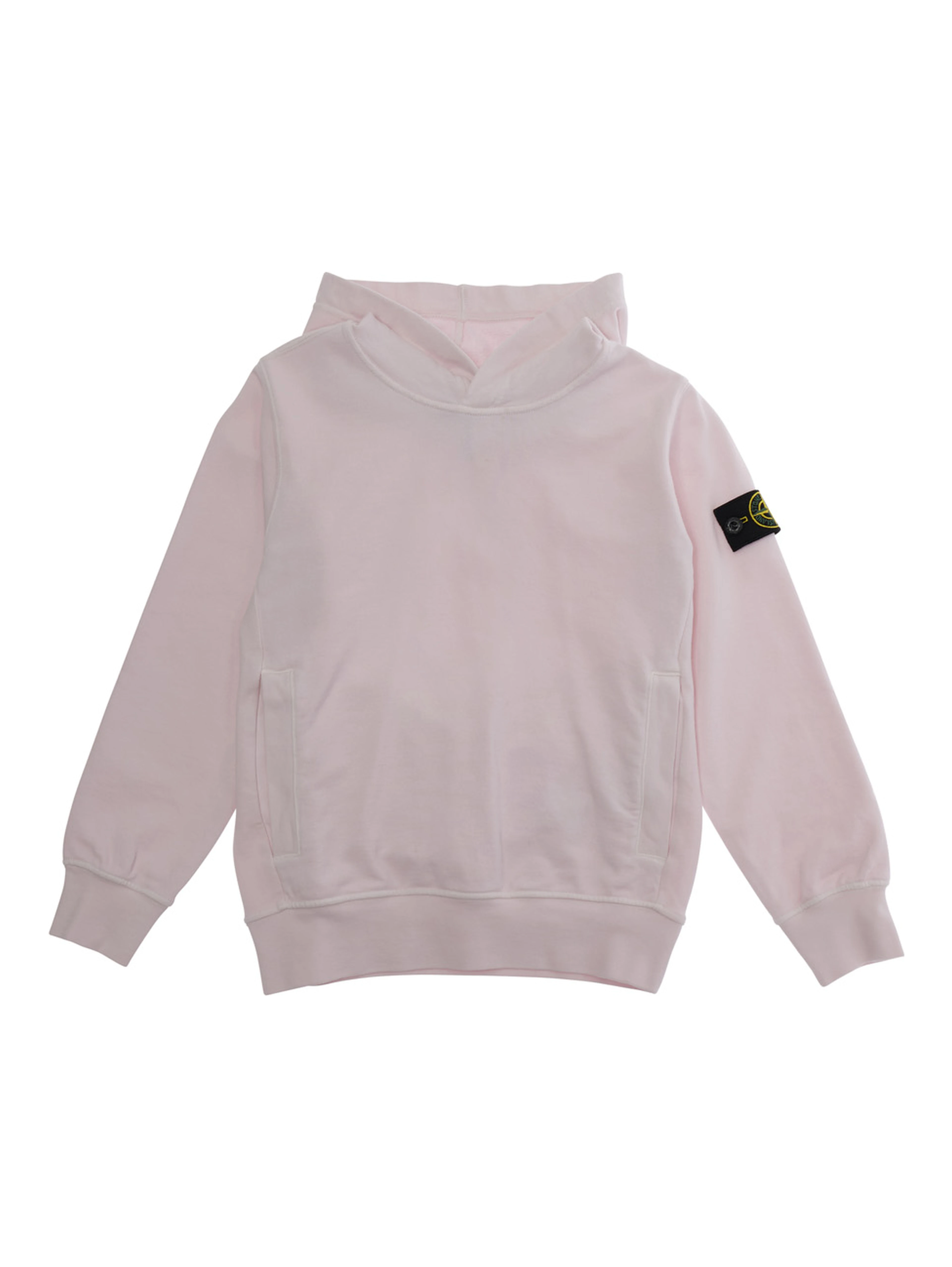 Pink Hoodie with Fixed Hood and Logo Patch on the Sleeve in Cotton Boy