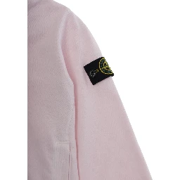 Pink Hoodie with Fixed Hood and Logo Patch on the Sleeve in Cotton Boy