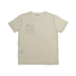 White Crew Neck T-Shirt with Front Print in Cotton Boy