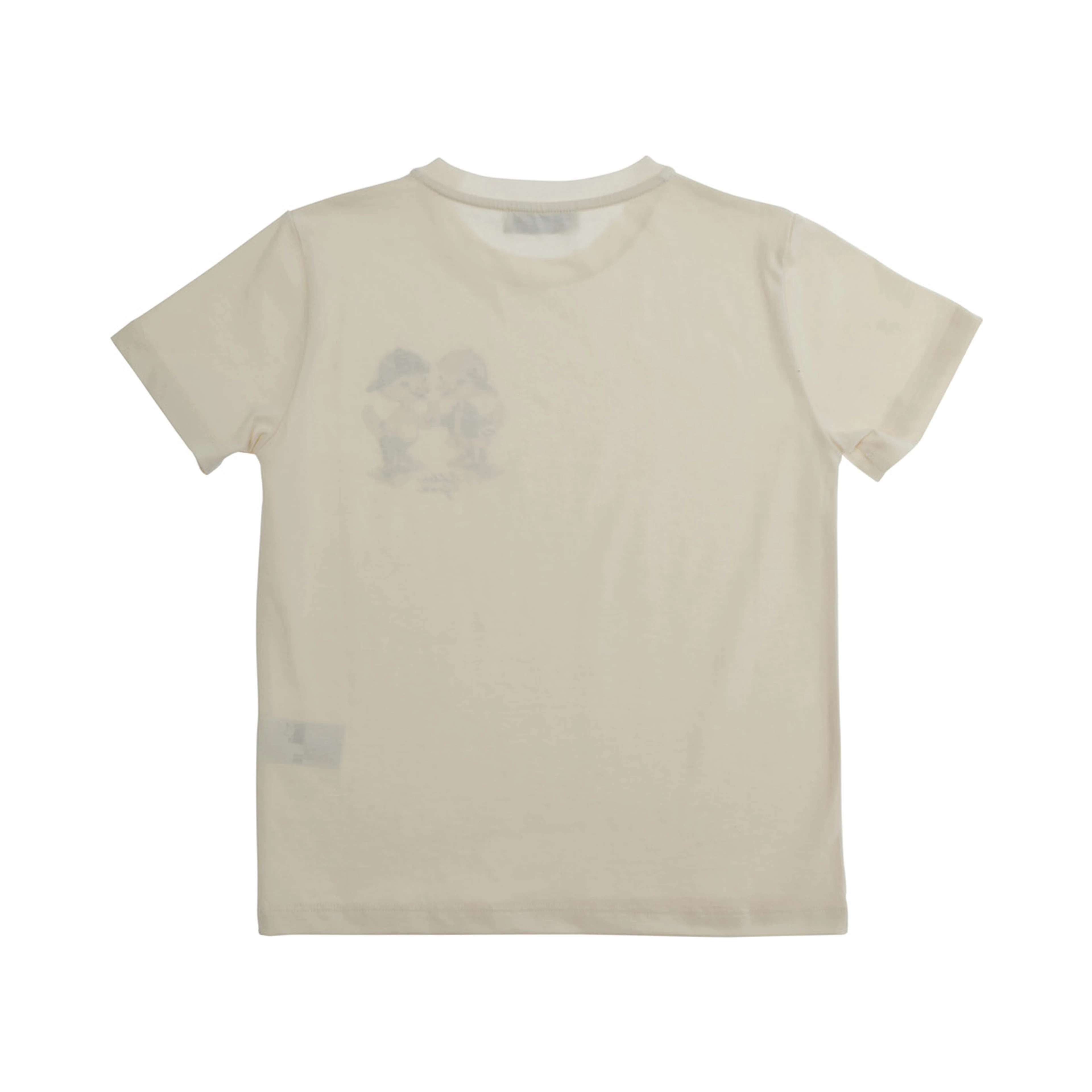 White Crew Neck T-Shirt with Front Print in Cotton Boy