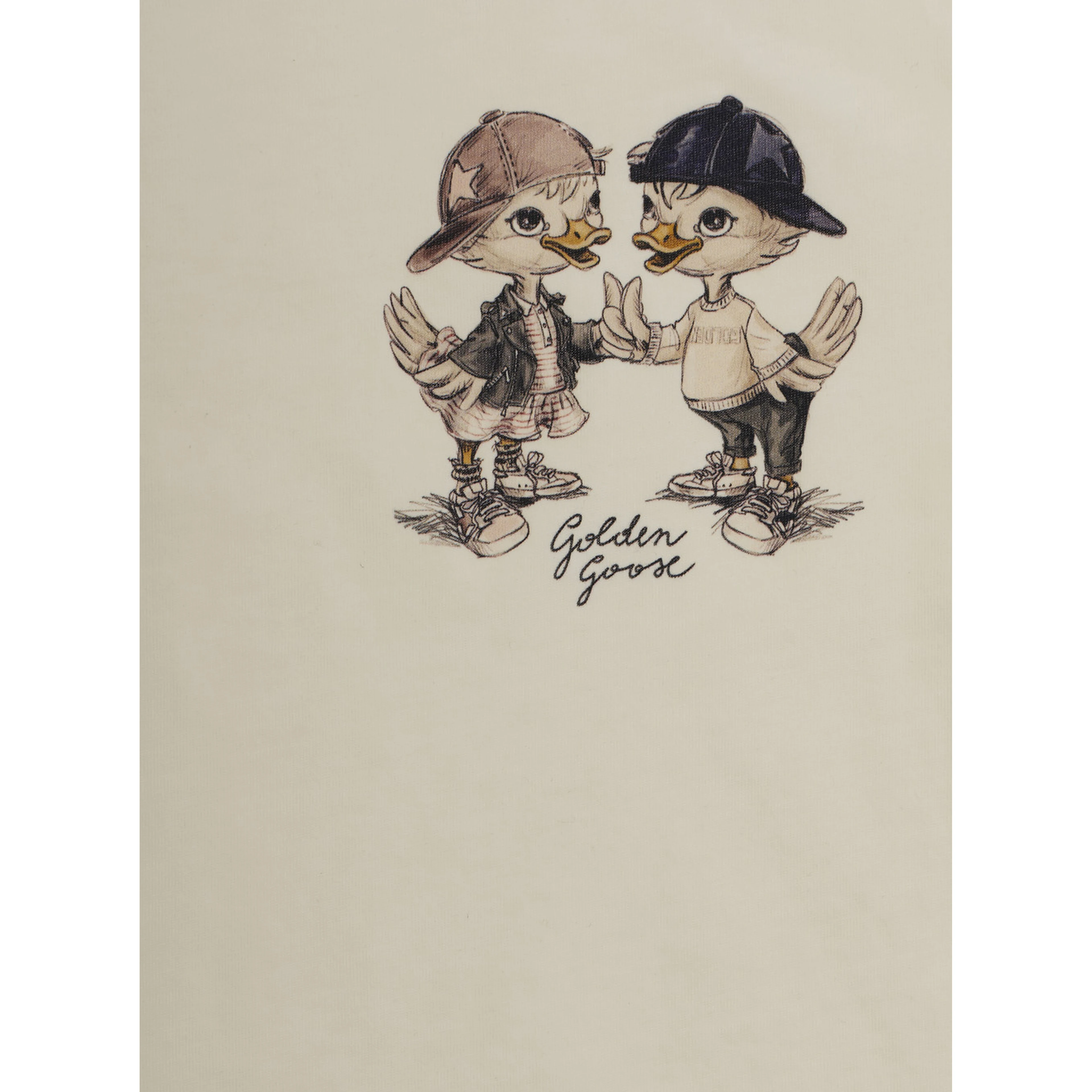 White Crew Neck T-Shirt with Front Print in Cotton Boy