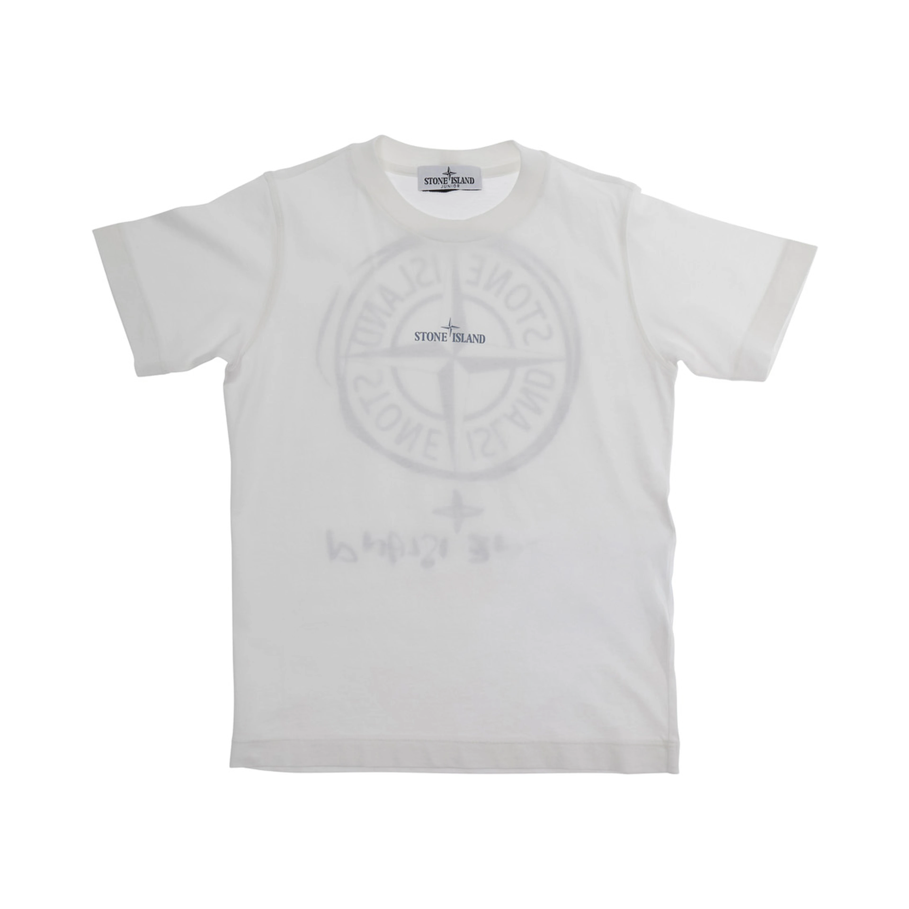 White T-Shirt Maxi Logo Print Crew Neck for Kids