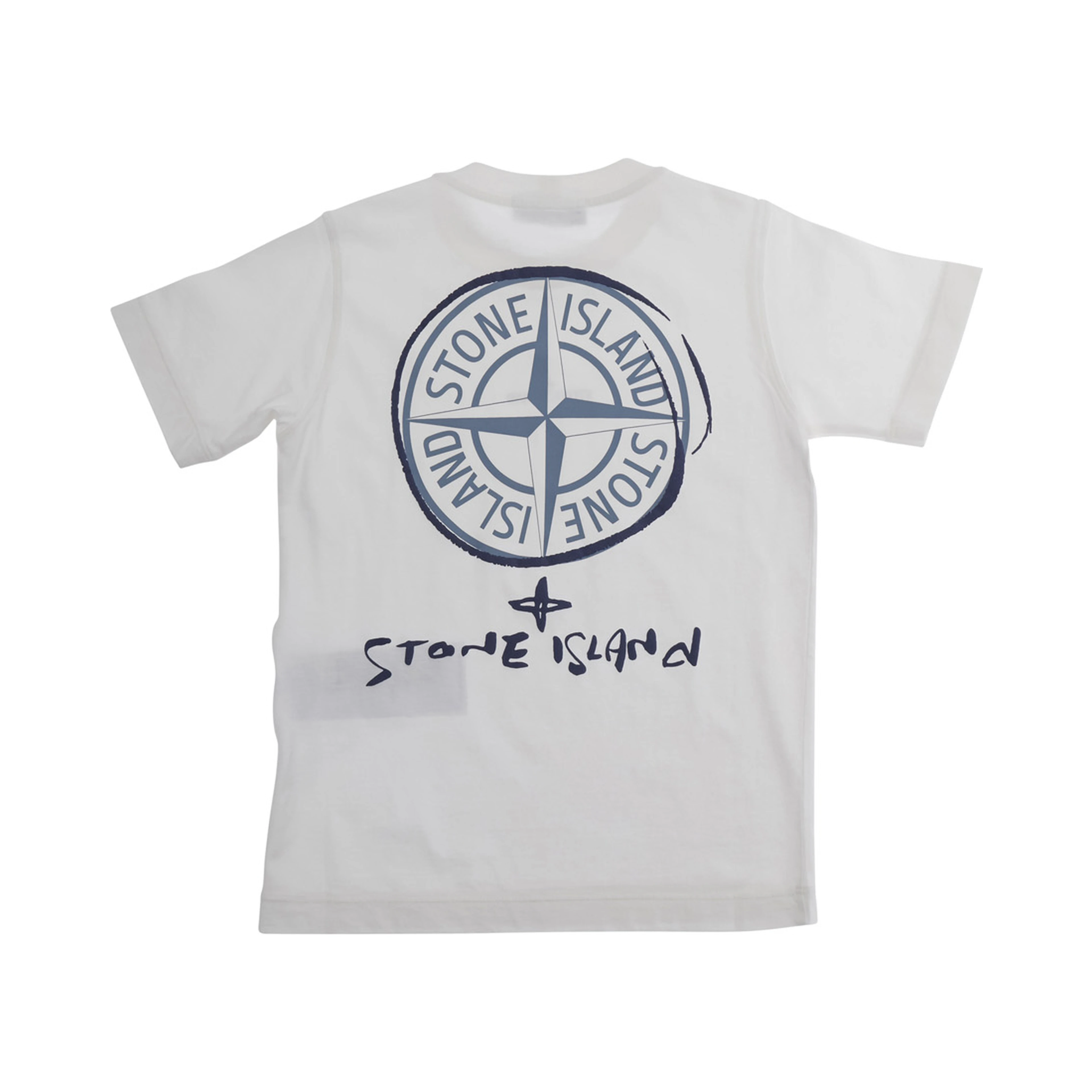 White T-Shirt Maxi Logo Print Crew Neck for Kids