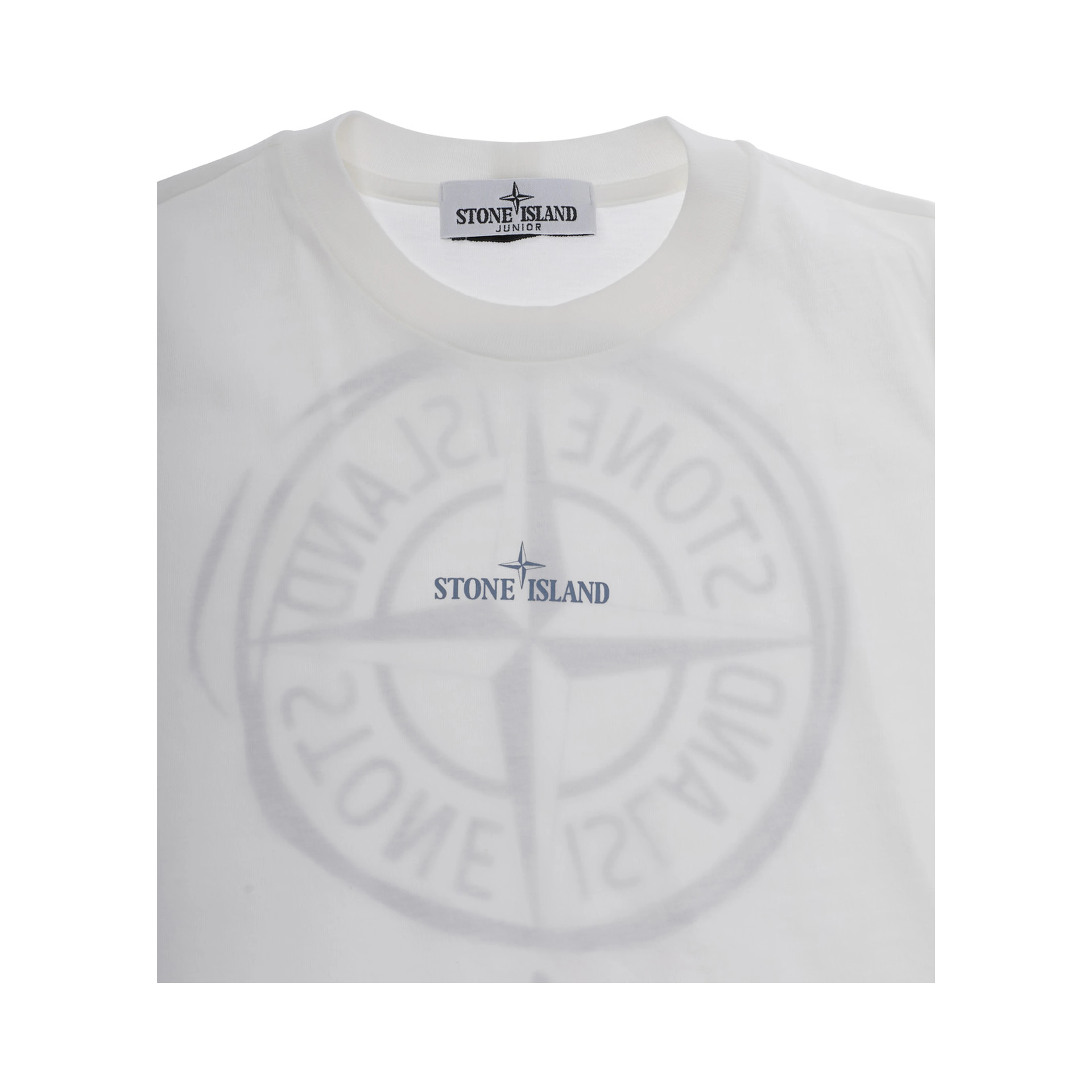White T-Shirt Maxi Logo Print Crew Neck for Kids