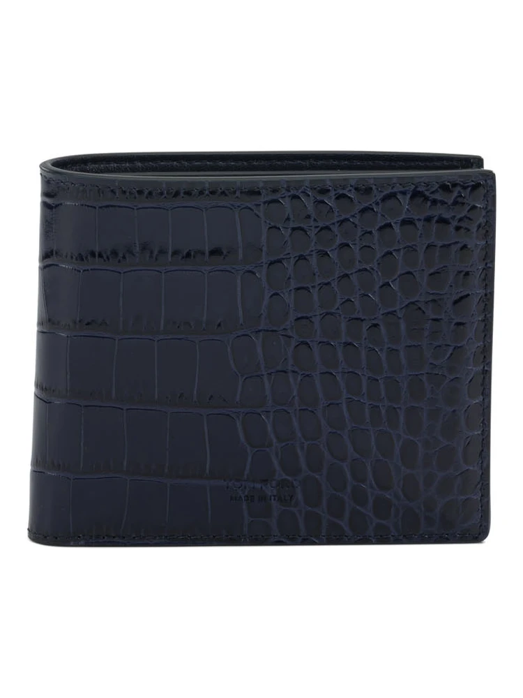 Crocodile print leather wallet