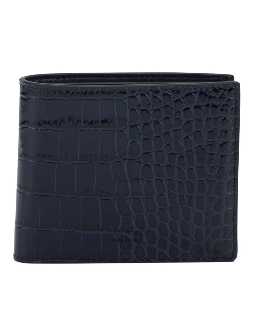 Crocodile print leather wallet