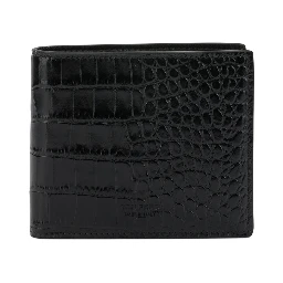 محفظة جلدية بنقشة جلد التمساح