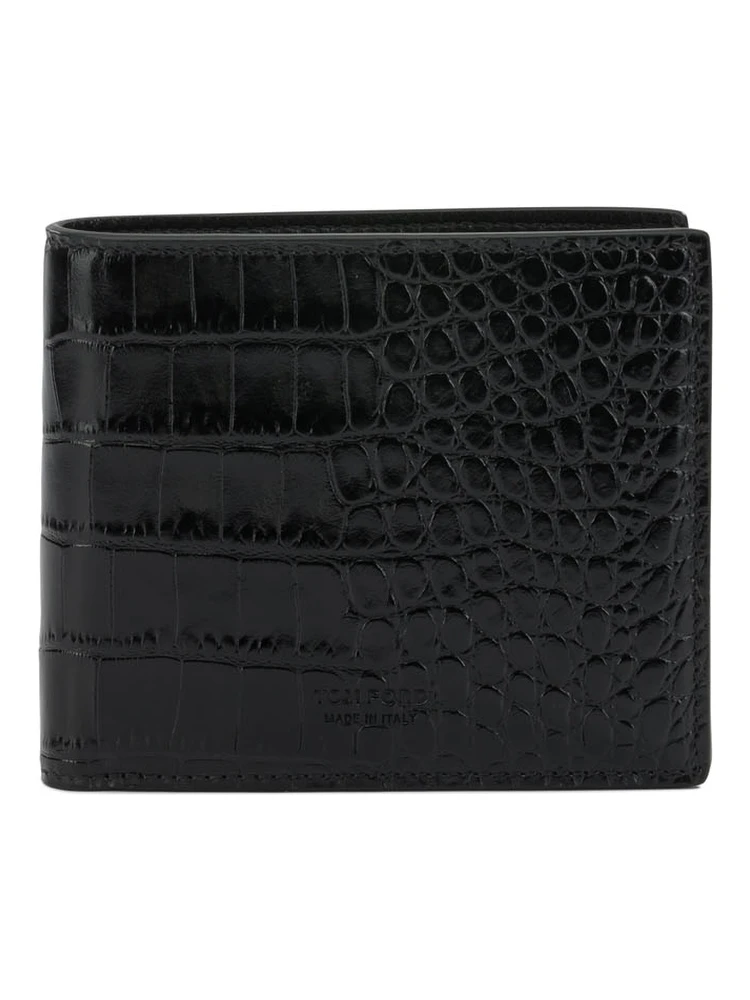 Crocodile print leather wallet