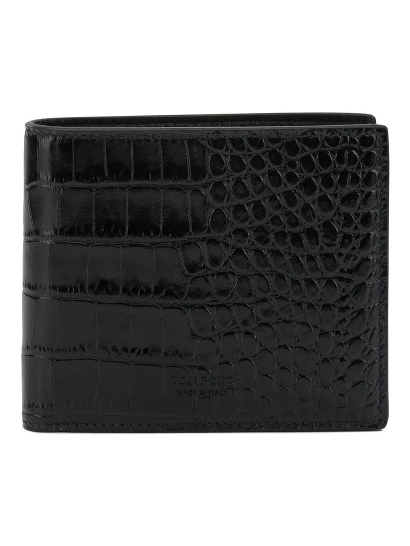Crocodile print leather wallet