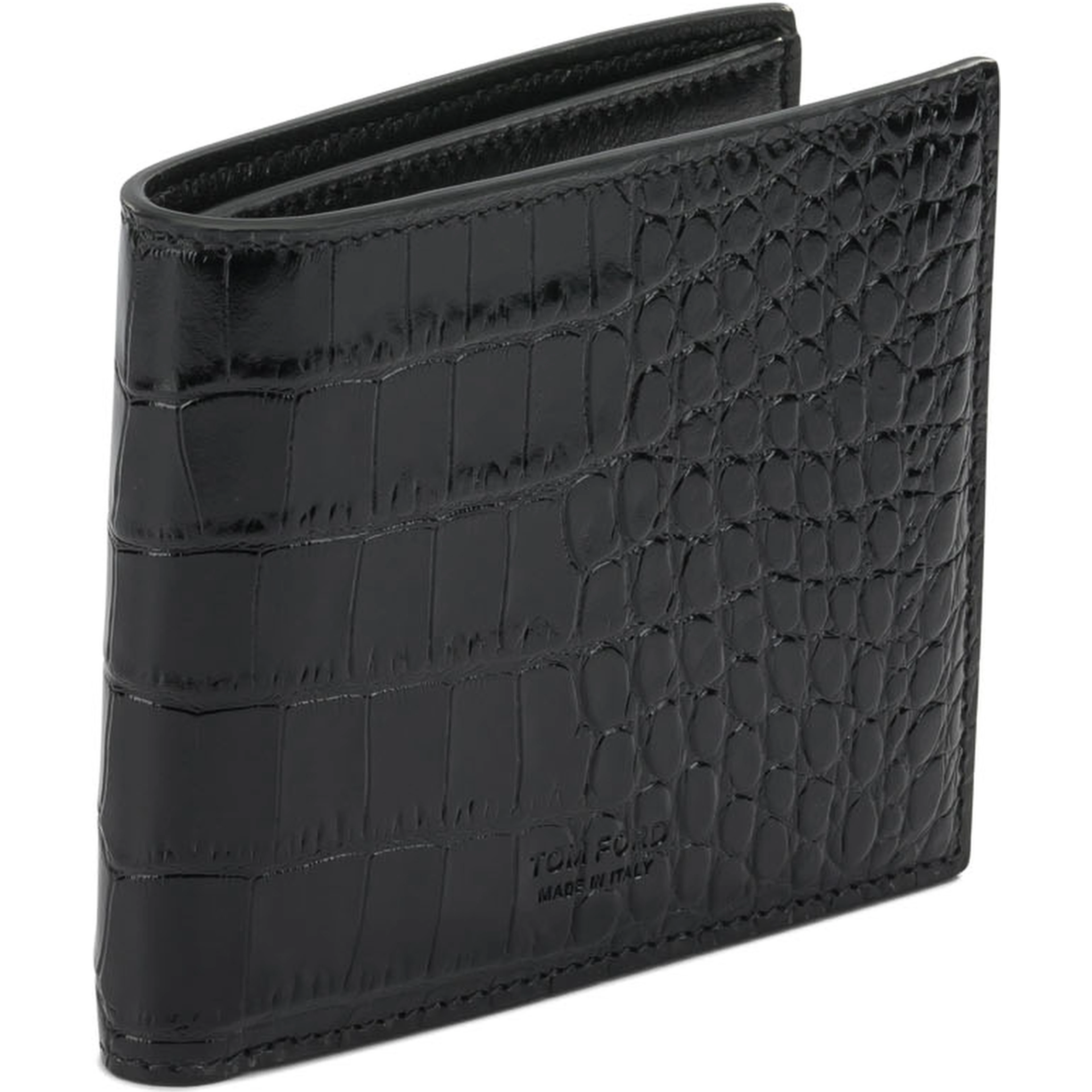 Crocodile print leather wallet