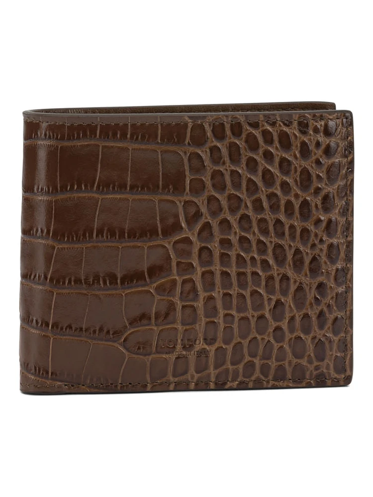 Crocodile print leather wallet