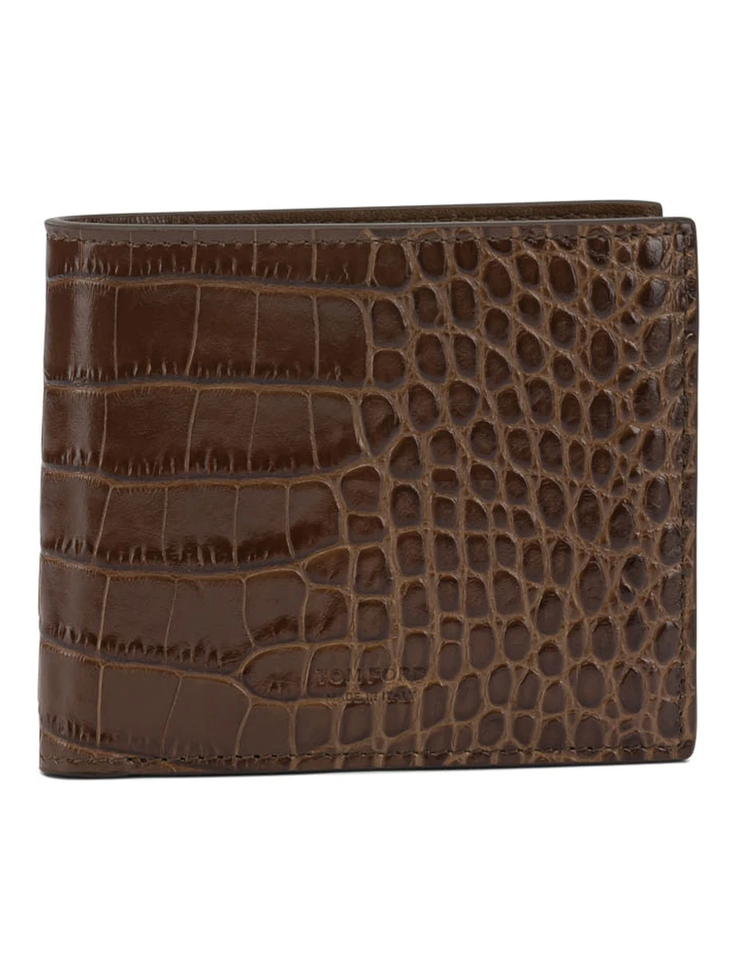 Crocodile print leather wallet