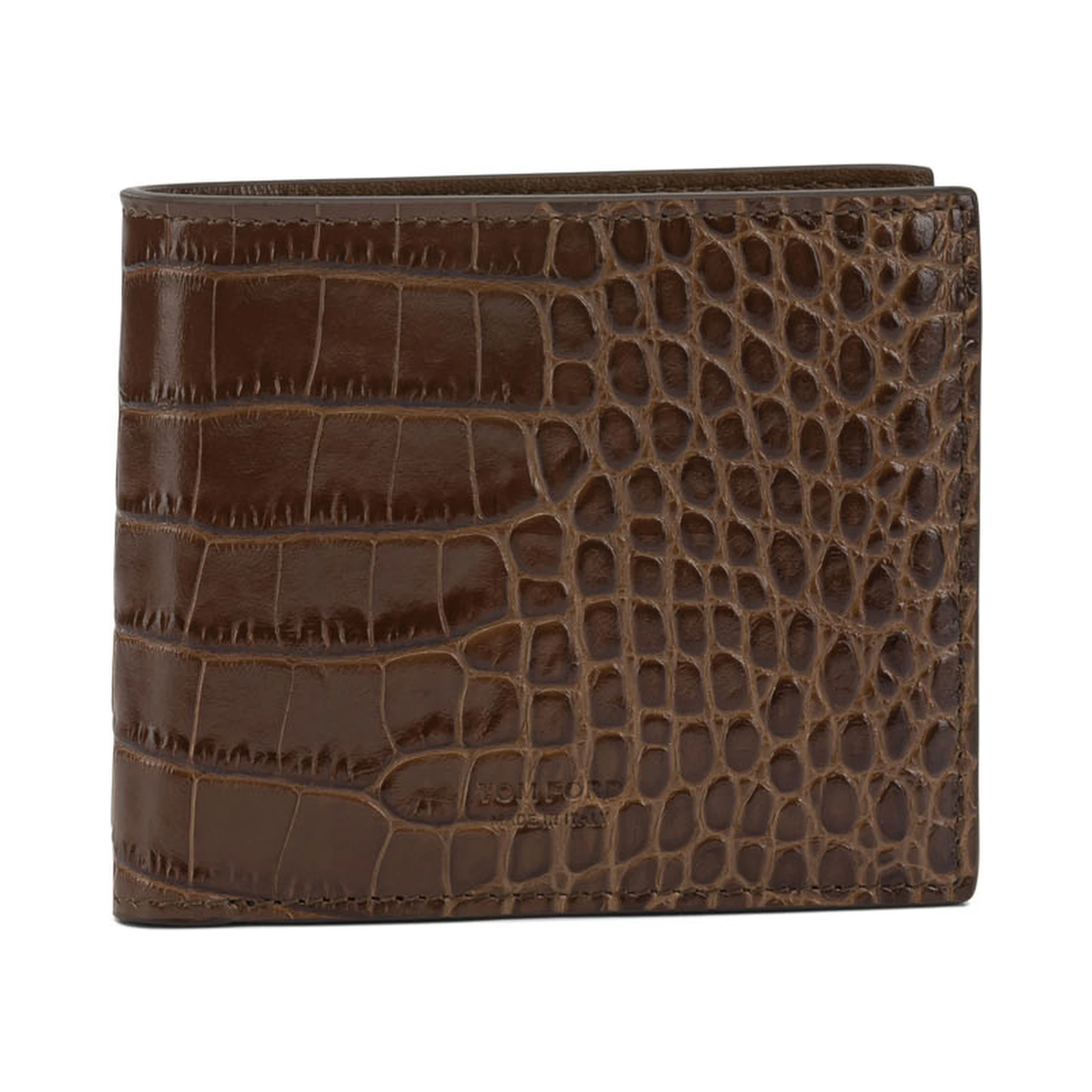 محفظة جلدية بنقشة جلد التمساح