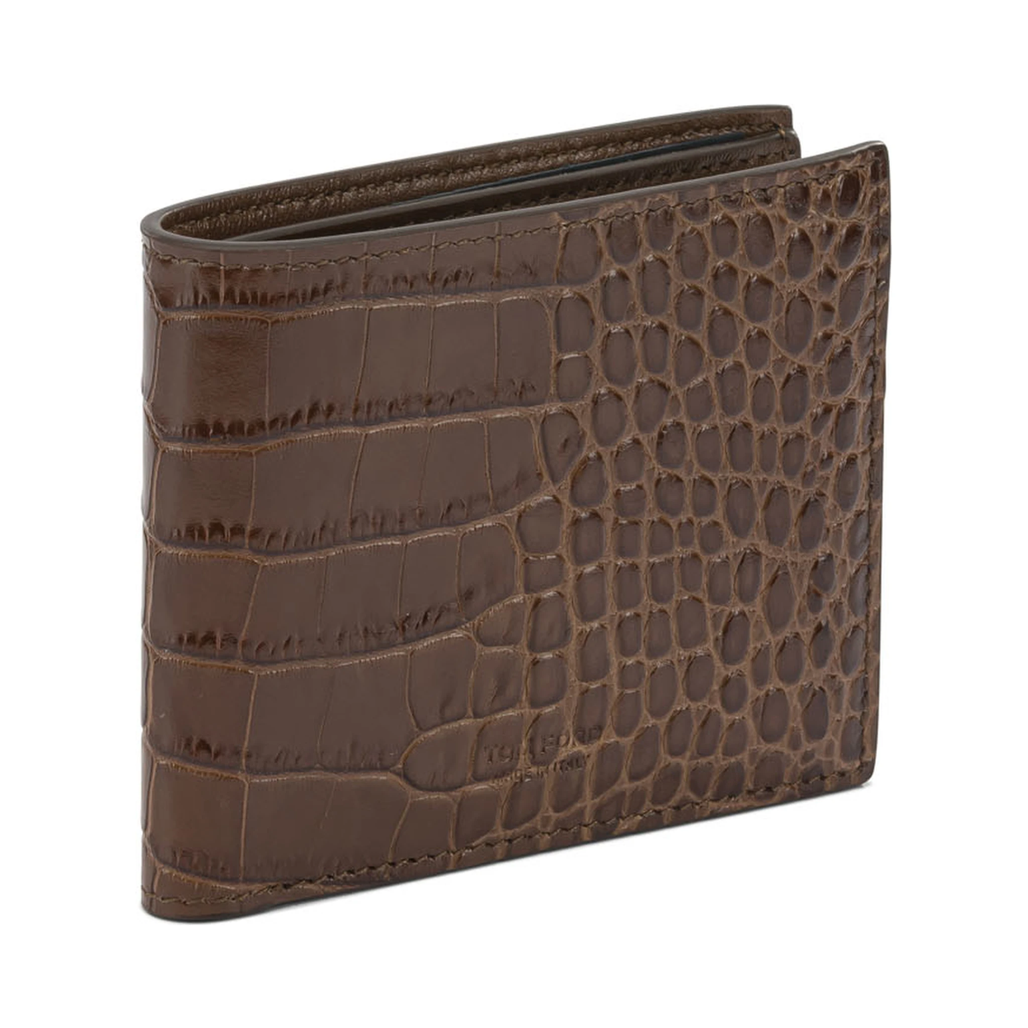 محفظة جلدية بنقشة جلد التمساح