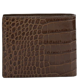 محفظة جلدية بنقشة جلد التمساح