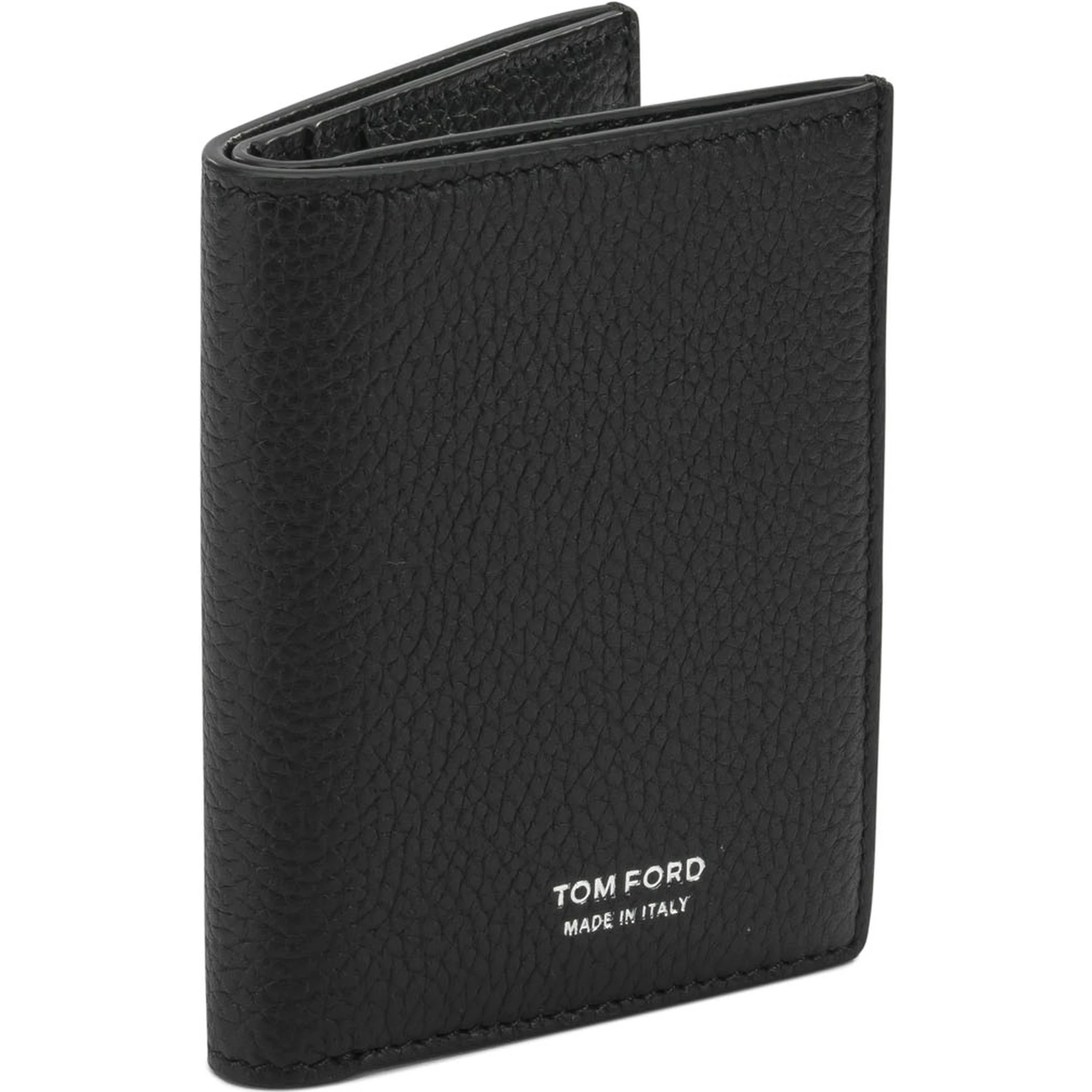 Grain leather folding card holder