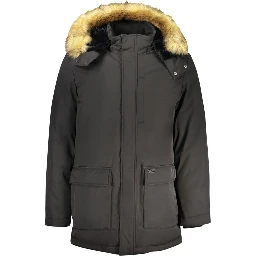 Black Polyester Mens Jacket