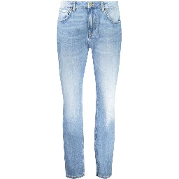 Blue Cotton Tapered Jeans