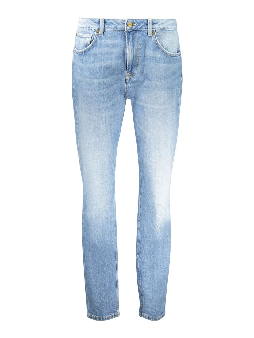 Blue Cotton Tapered Jeans