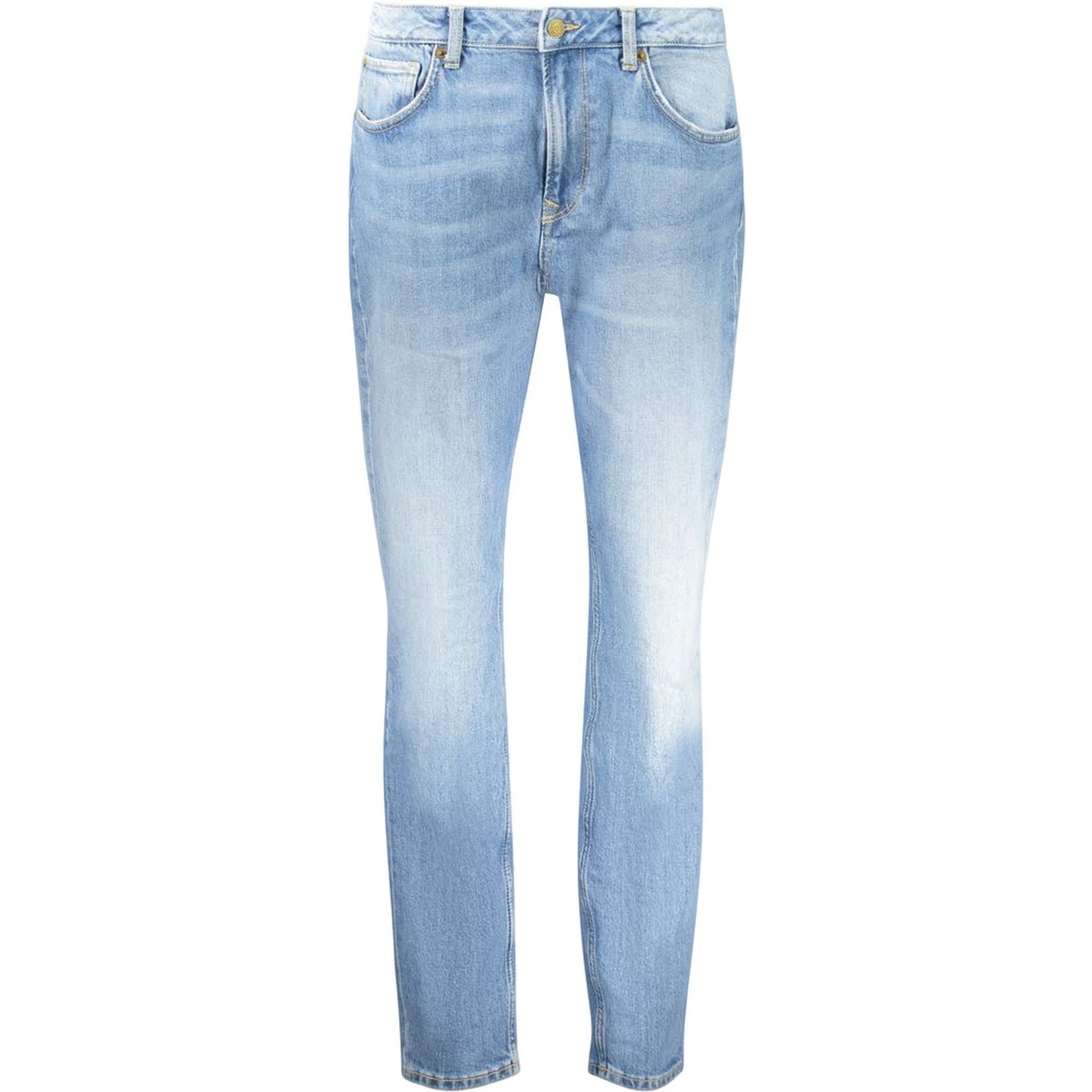 Blue Cotton Tapered Jeans