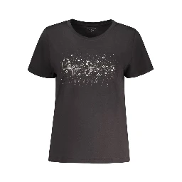 Black Cotton Women T-Shirt