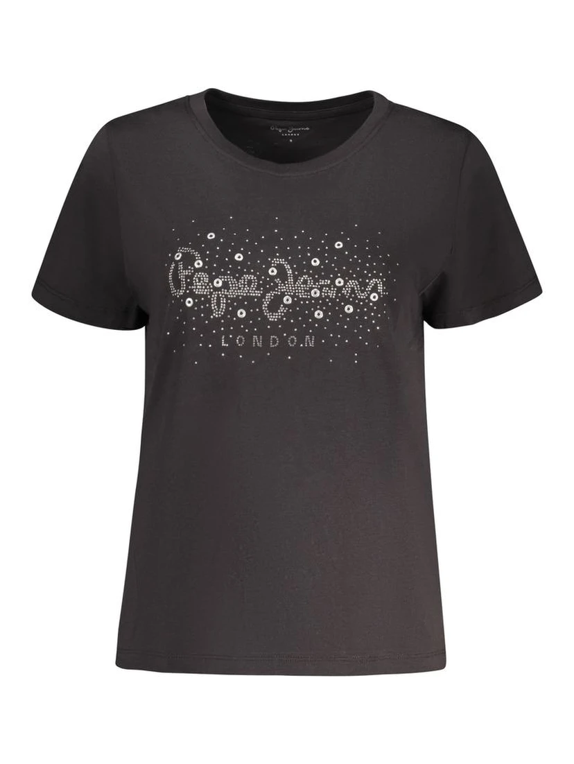 Black Cotton Women T-Shirt