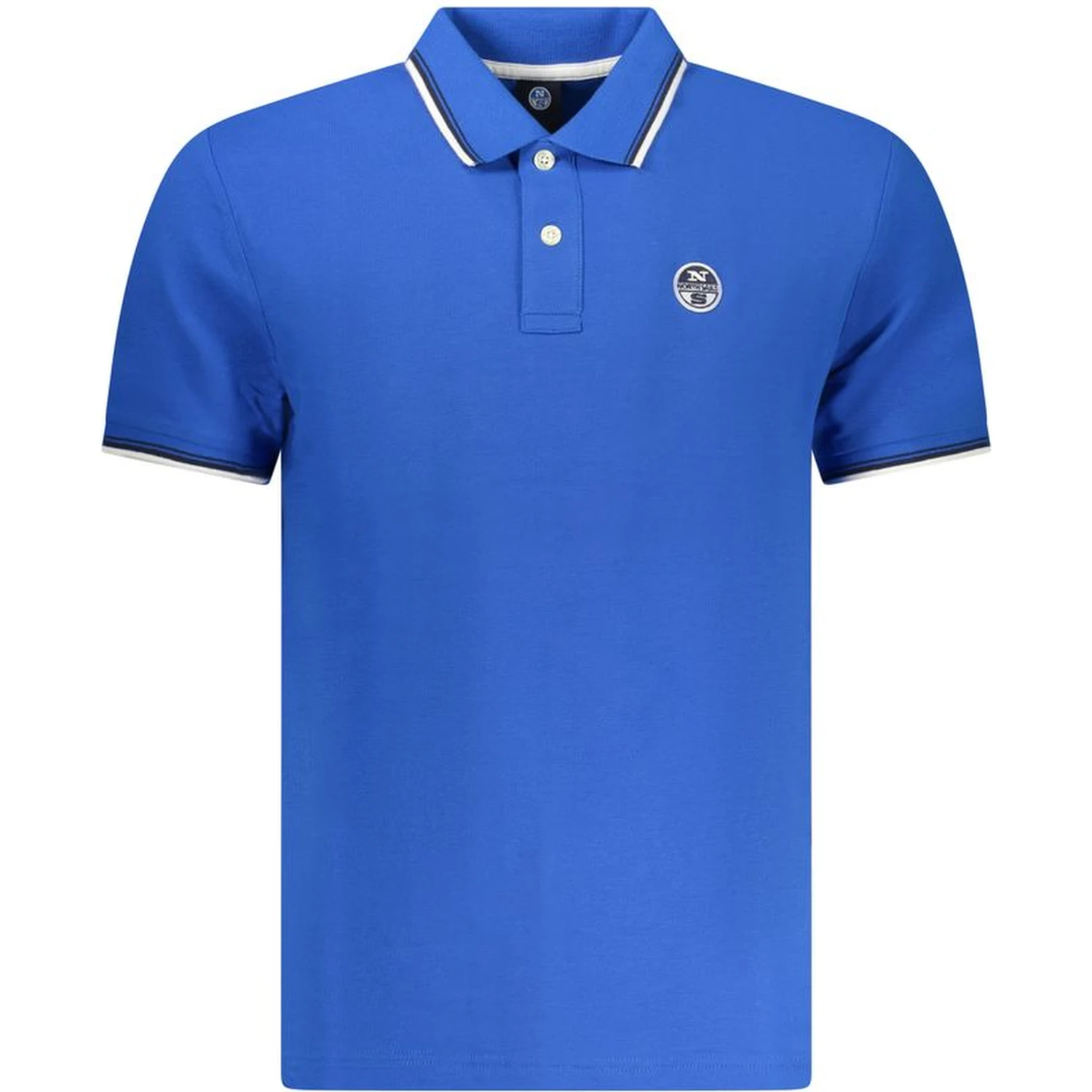 Blue Cotton Men Polo Shirt