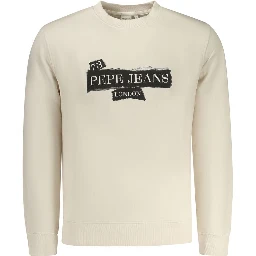 Beige Cotton Men Sweatshirt