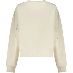 White Cotton Women Sweatshirt