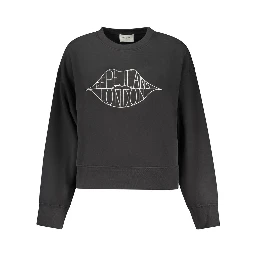 Black Cotton Women Sweatshirt