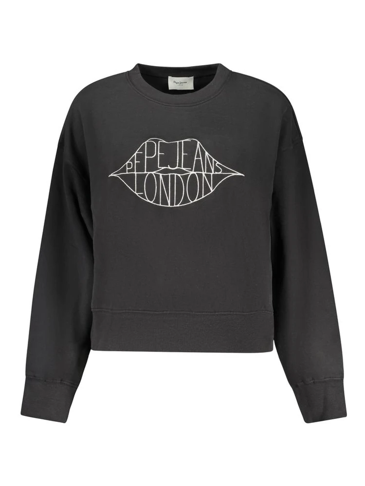 Black Cotton Women Sweatshirt
