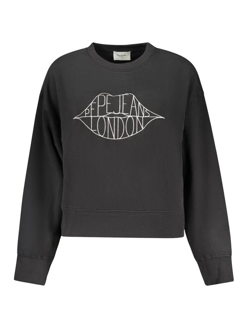 Black Cotton Women Sweatshirt