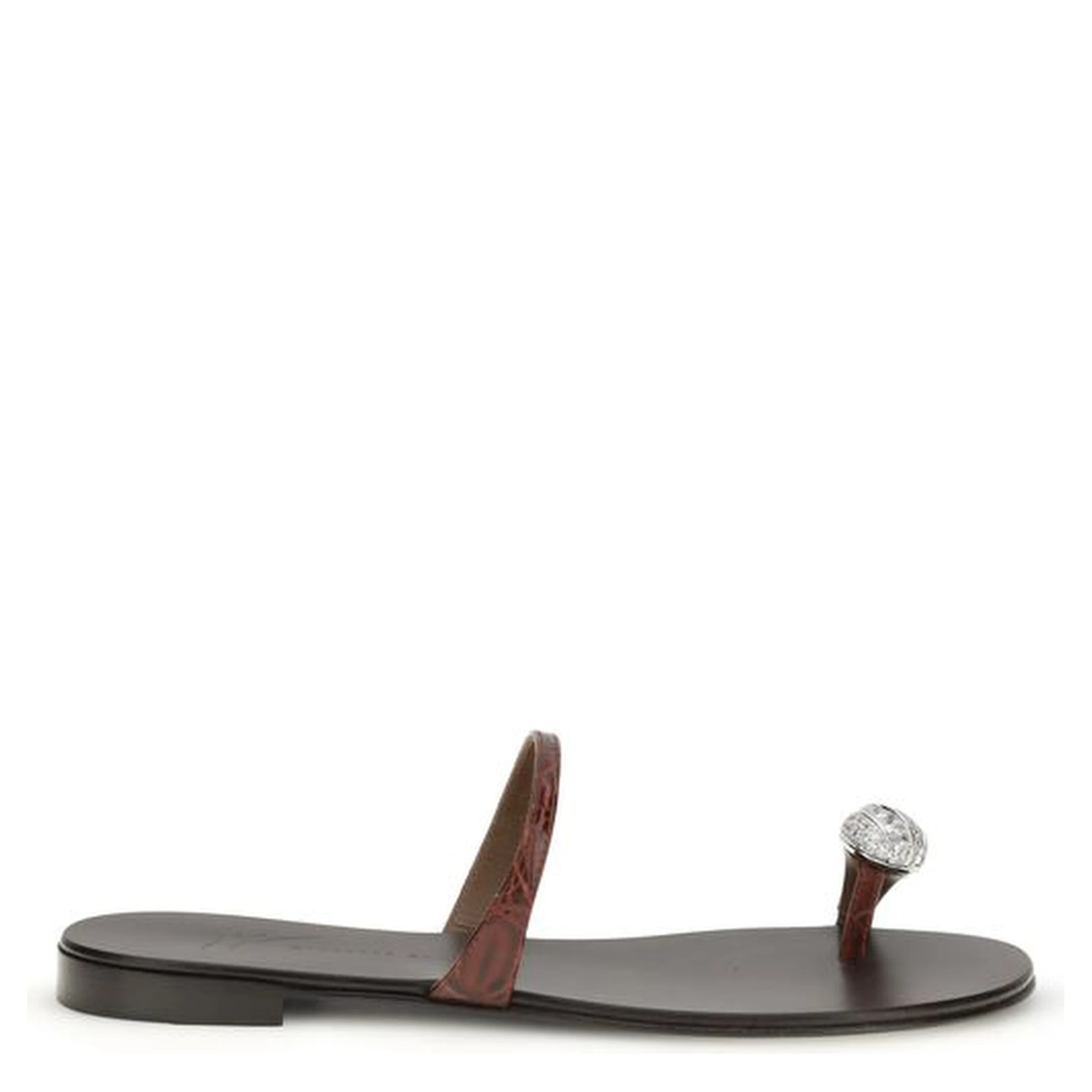Brown Calf Leather Bos Taurus Flat Sandals