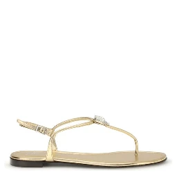 Gold Calf Leather Bos Taurus Flat Sandals