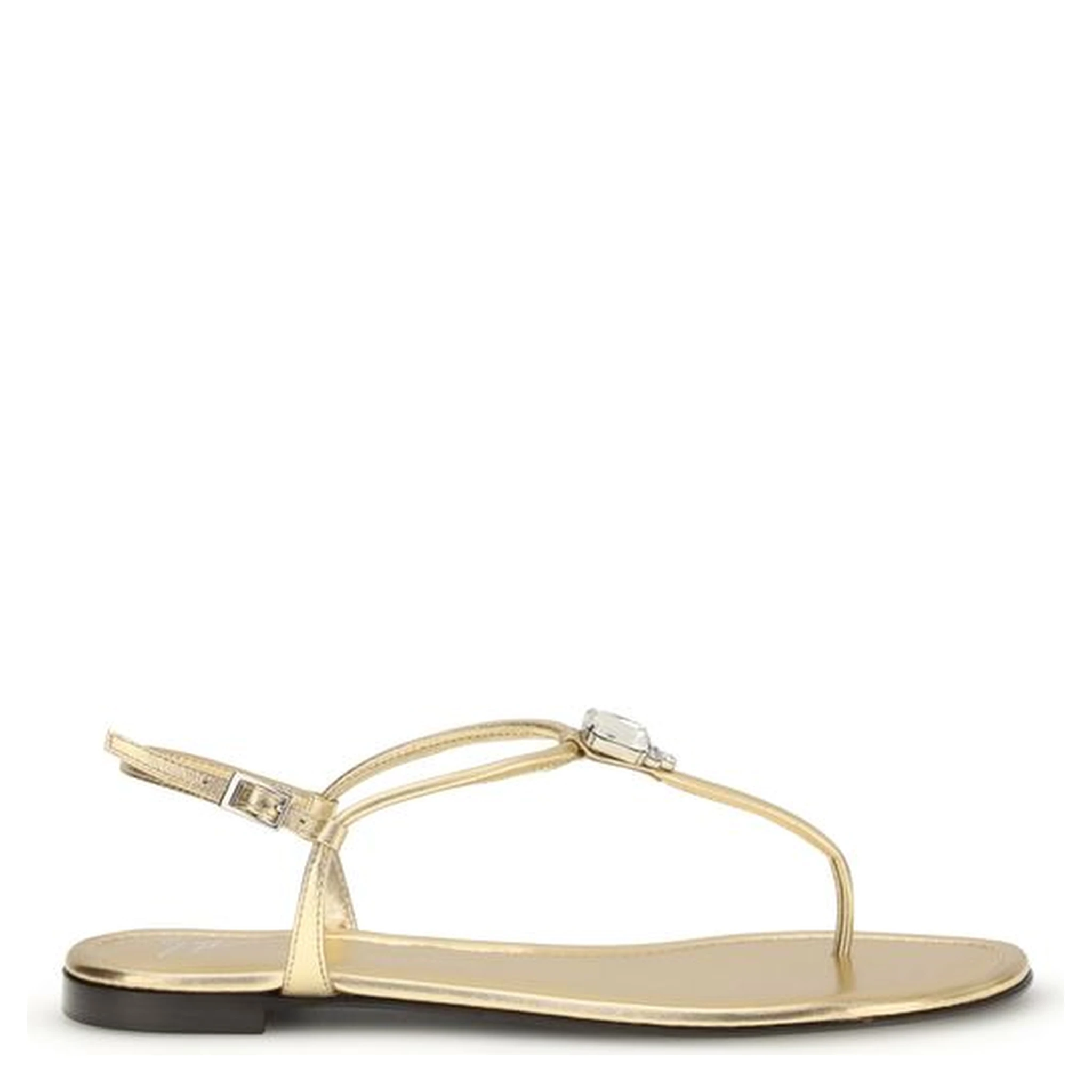Gold Calf Leather Bos Taurus Flat Sandals
