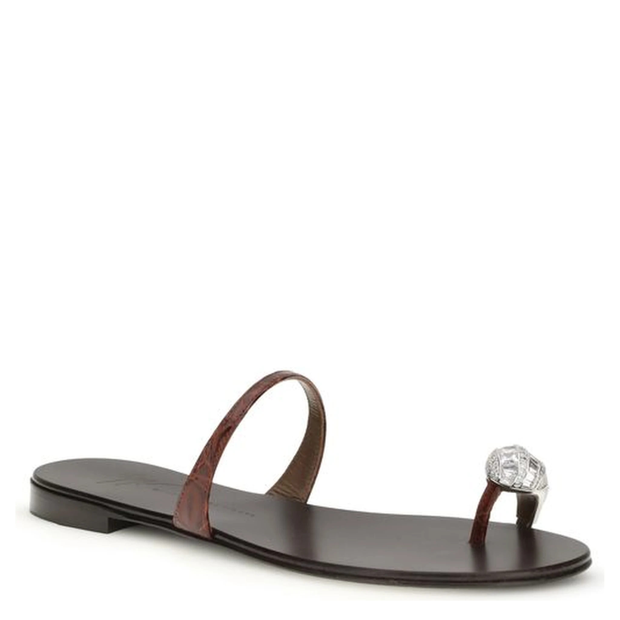 Brown Calf Leather Bos Taurus Flat Sandals