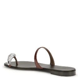 Brown Calf Leather Bos Taurus Flat Sandals
