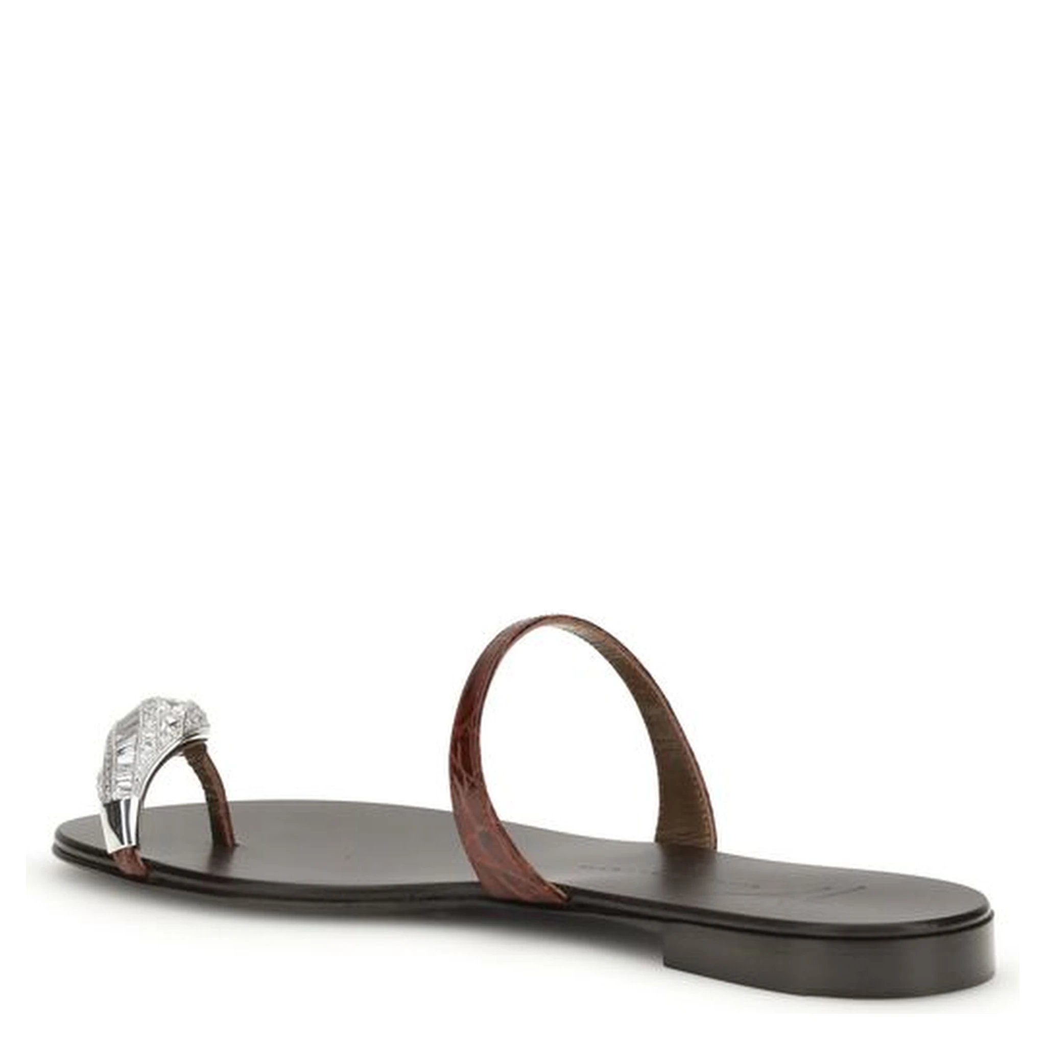 Brown Calf Leather Bos Taurus Flat Sandals