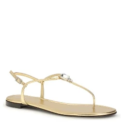 Gold Calf Leather Bos Taurus Flat Sandals