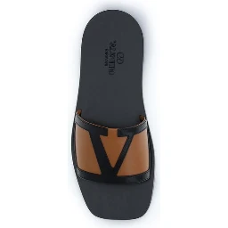 Black Calf Leather Bos Taurus Flat Sandals