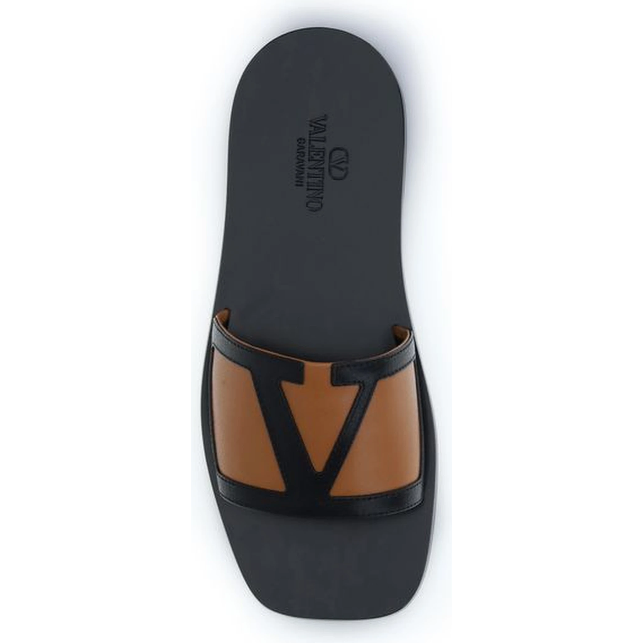 Black Calf Leather Bos Taurus Flat Sandals