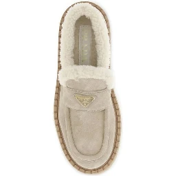 Beige Calf Leather Bos Taurus Platform Loafers