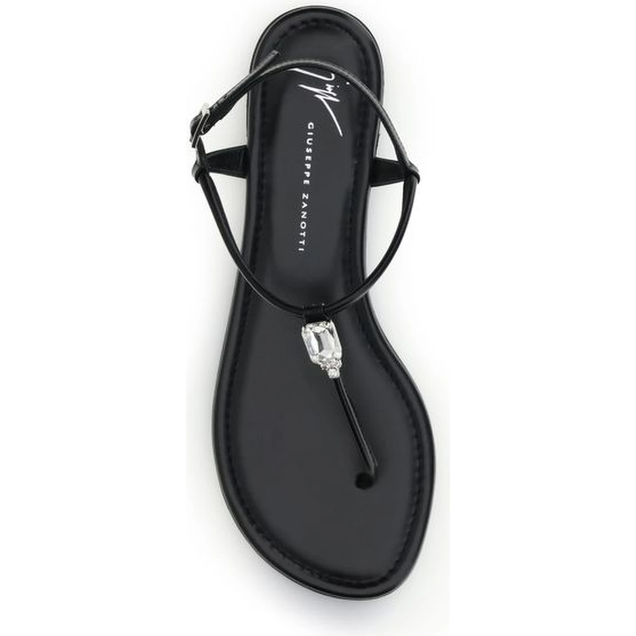 Black Calf Leather Bos Taurus Flat Sandals