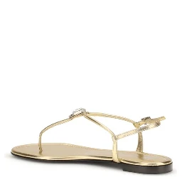 Gold Calf Leather Bos Taurus Flat Sandals